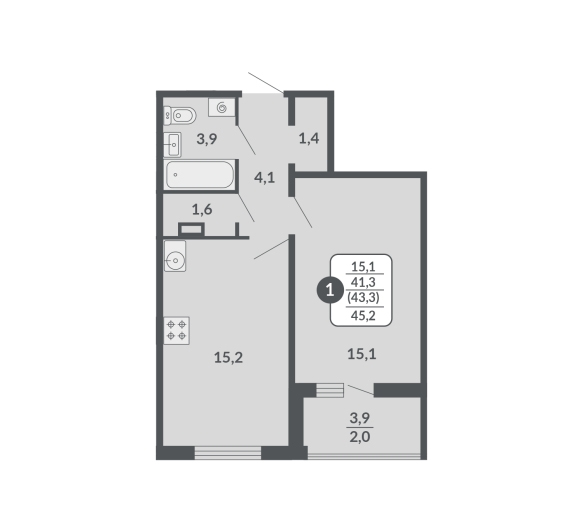 планировка квартиры 45 м2